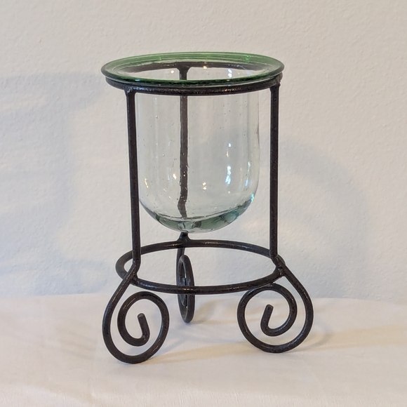 Glass Candle Holder With Metal Stand - Picture 5 of 8